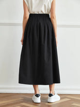 Mulvari Elastic Waist Solid Flare Skirt